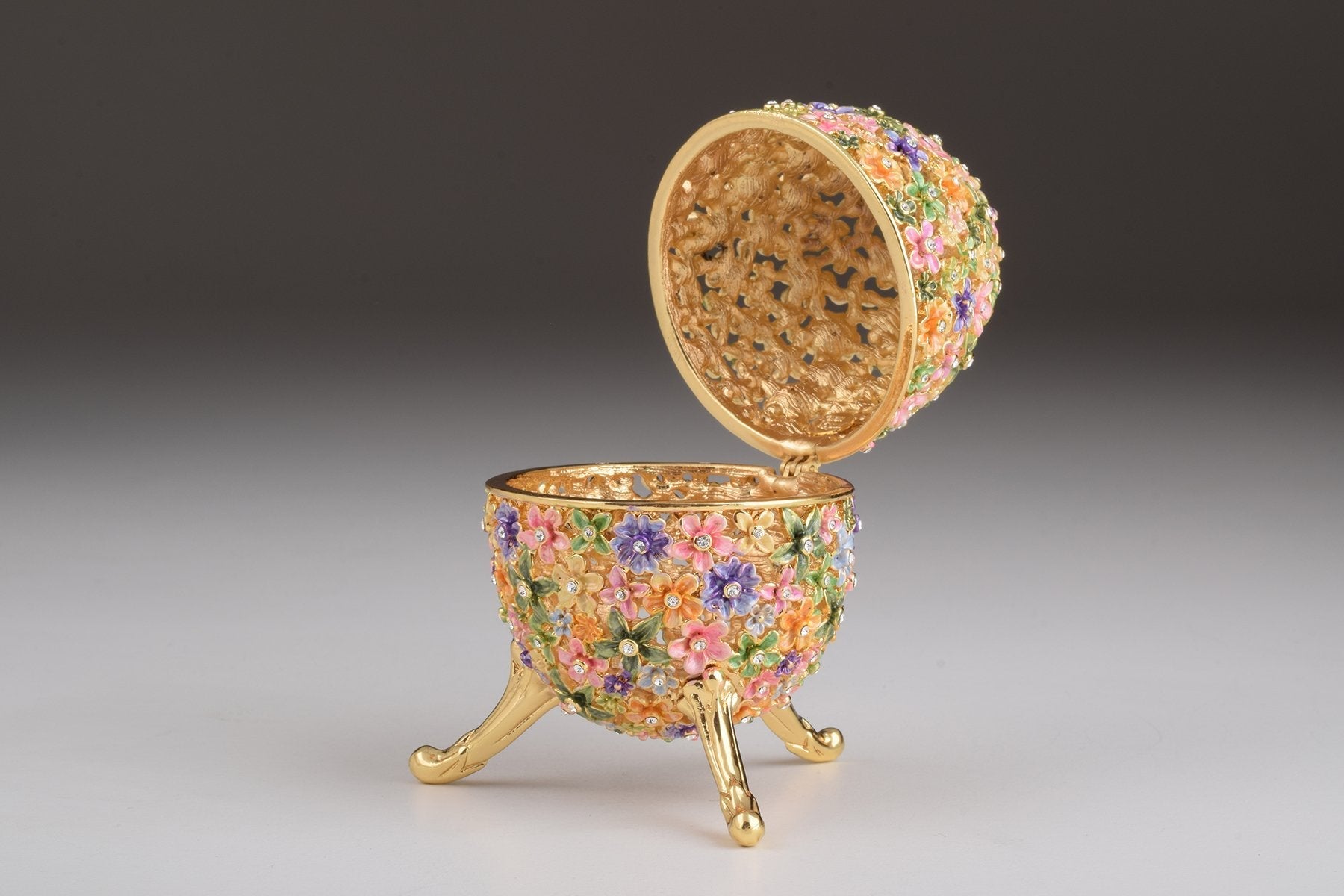 Keren Kopal Gold with Colorful Flowers Easter Egg