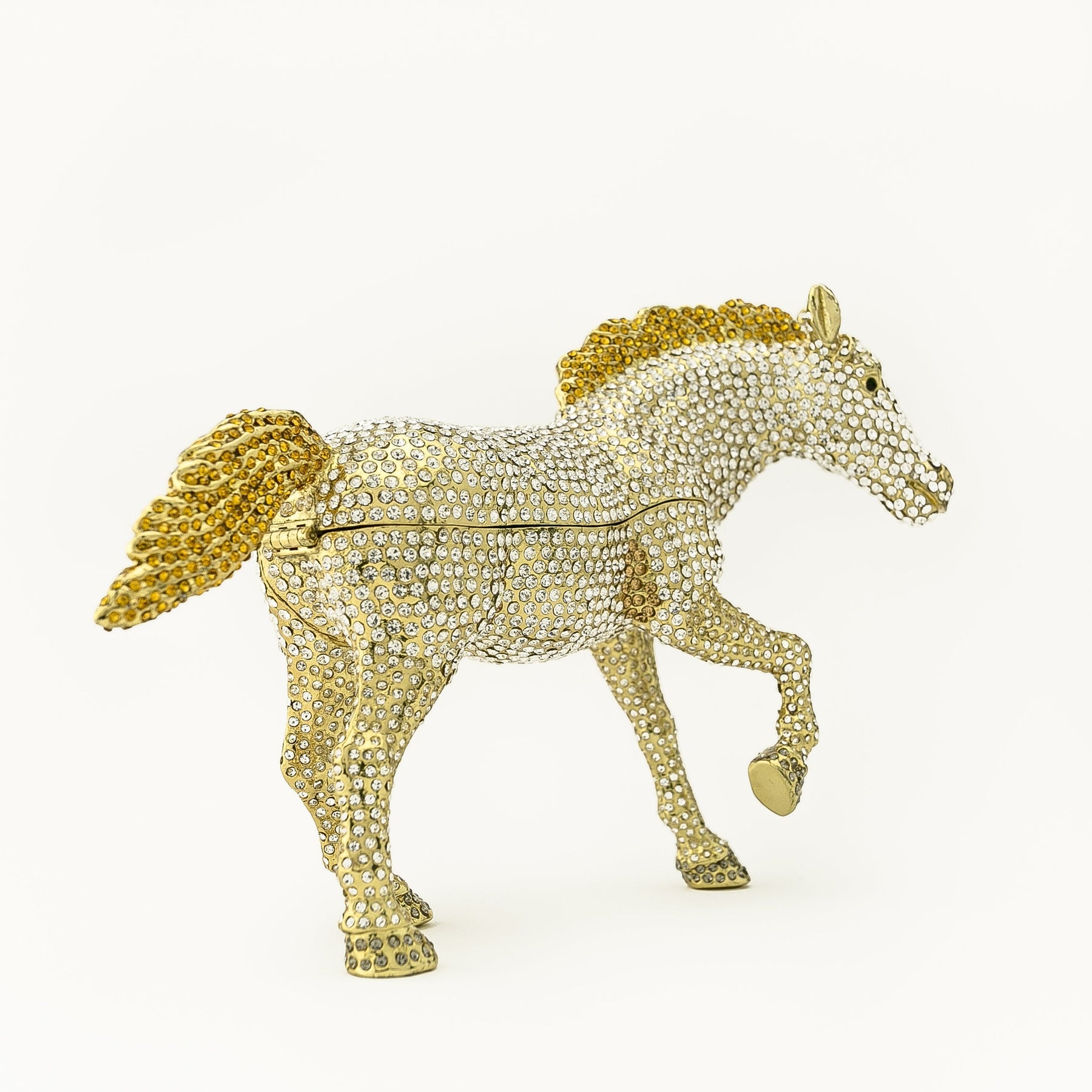 Keren Kopal Large Golden Horse Decorated with White Crystals