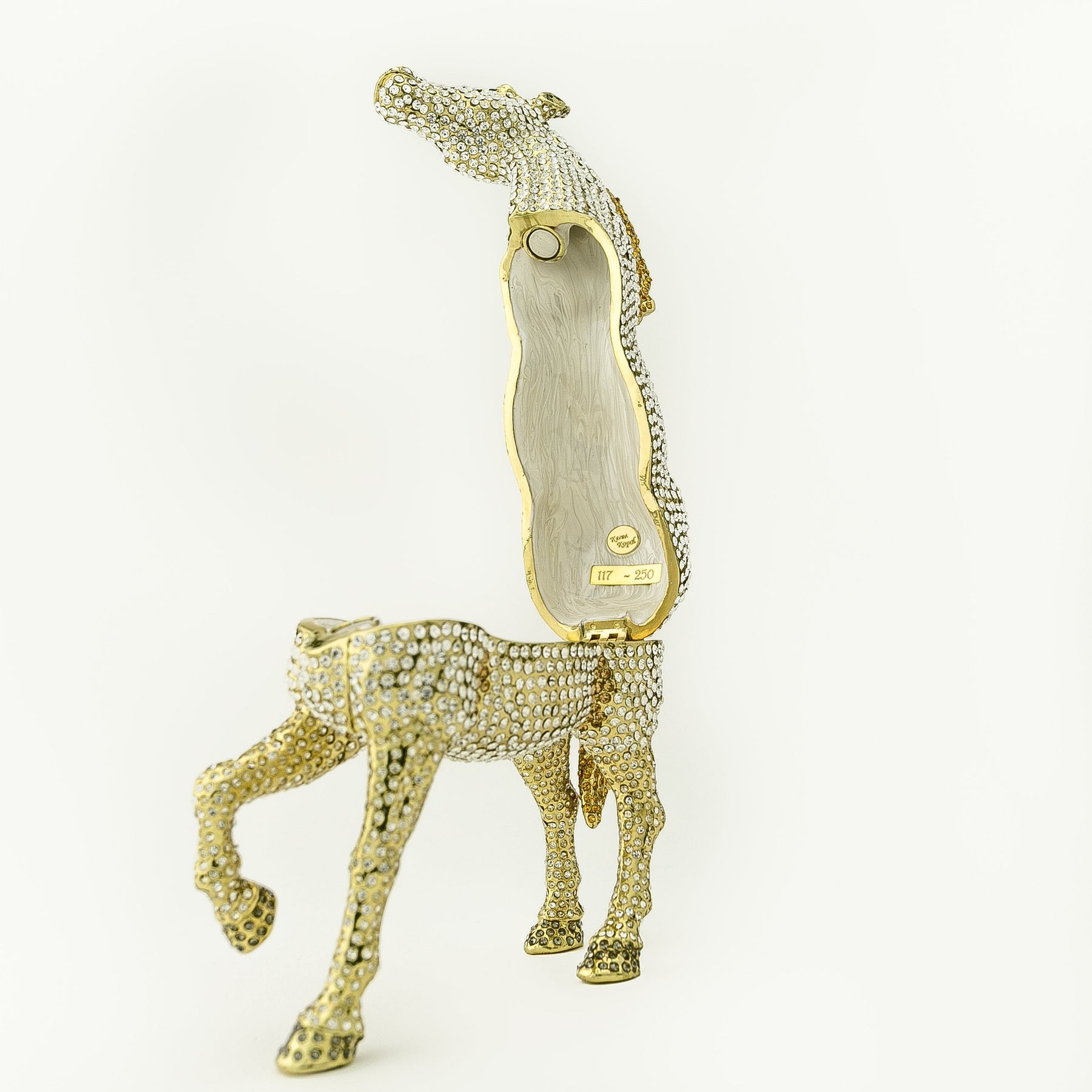 Keren Kopal Large Golden Horse Decorated with White Crystals