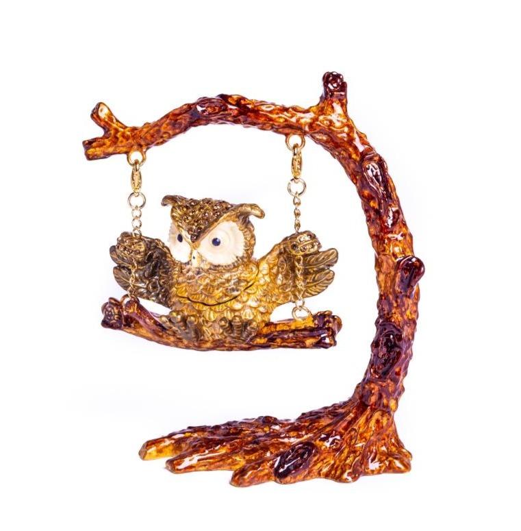 Keren Kopal Owl Swinging on a Tree Branch