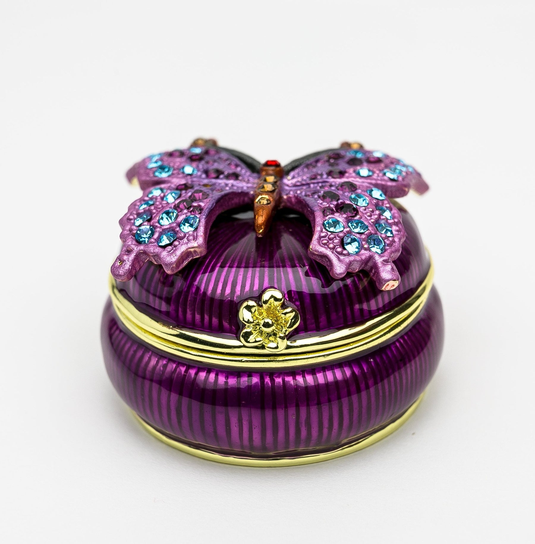 Keren Kopal Purple Decorated Trinket Box with Butterfly