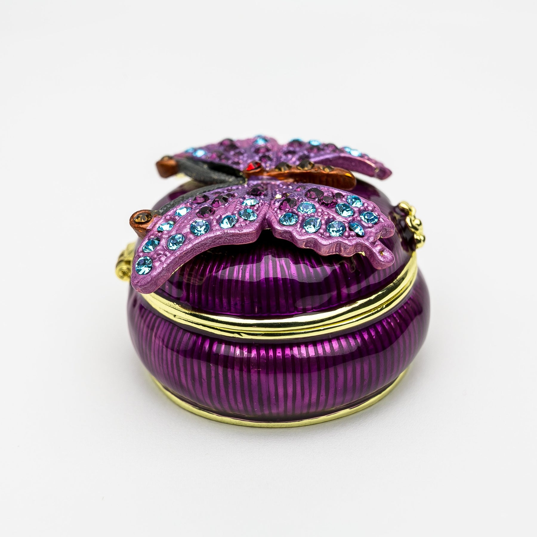 Keren Kopal Purple Decorated Trinket Box with Butterfly