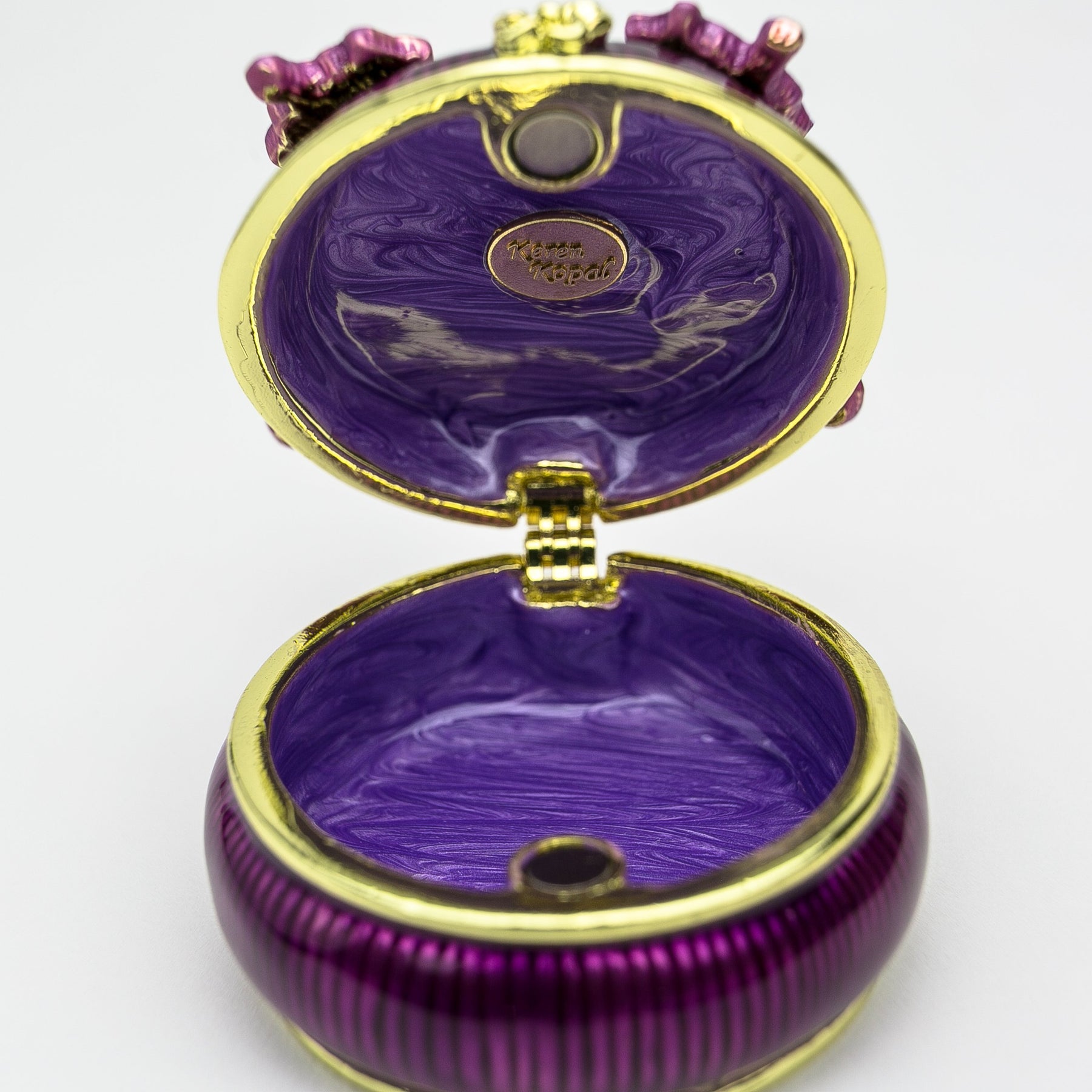 Keren Kopal Purple Decorated Trinket Box with Butterfly