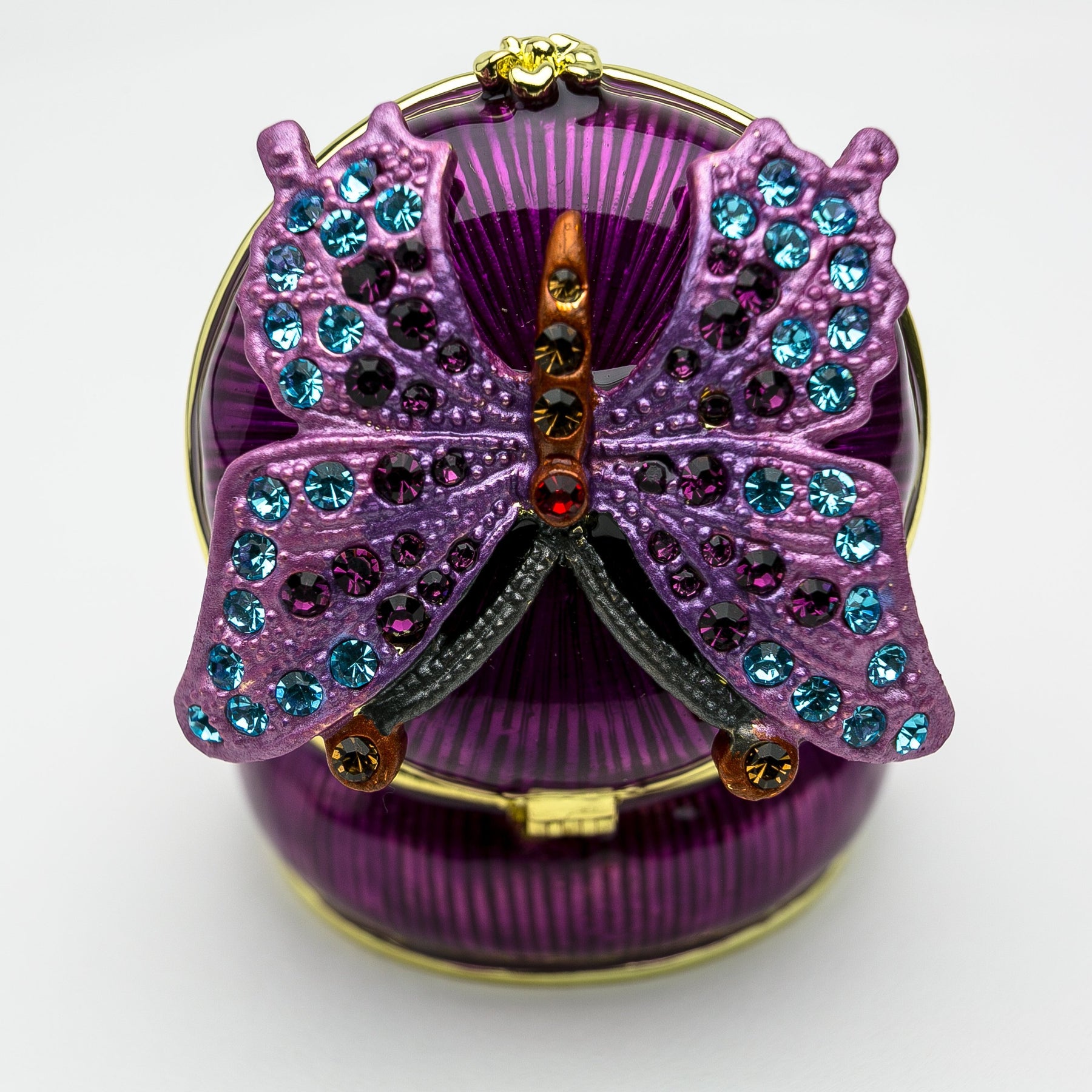 Keren Kopal Purple Decorated Trinket Box with Butterfly