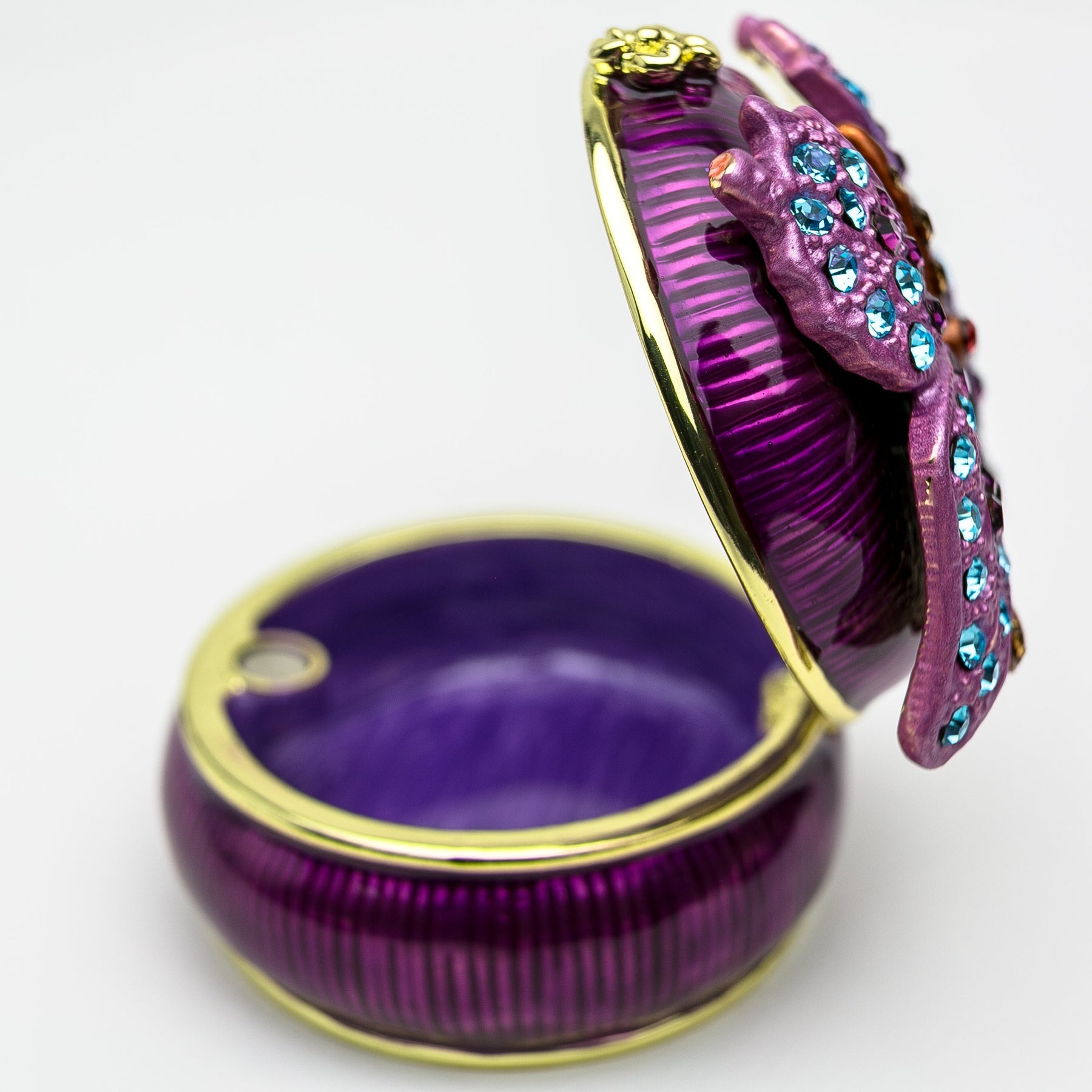 Keren Kopal Purple Decorated Trinket Box with Butterfly