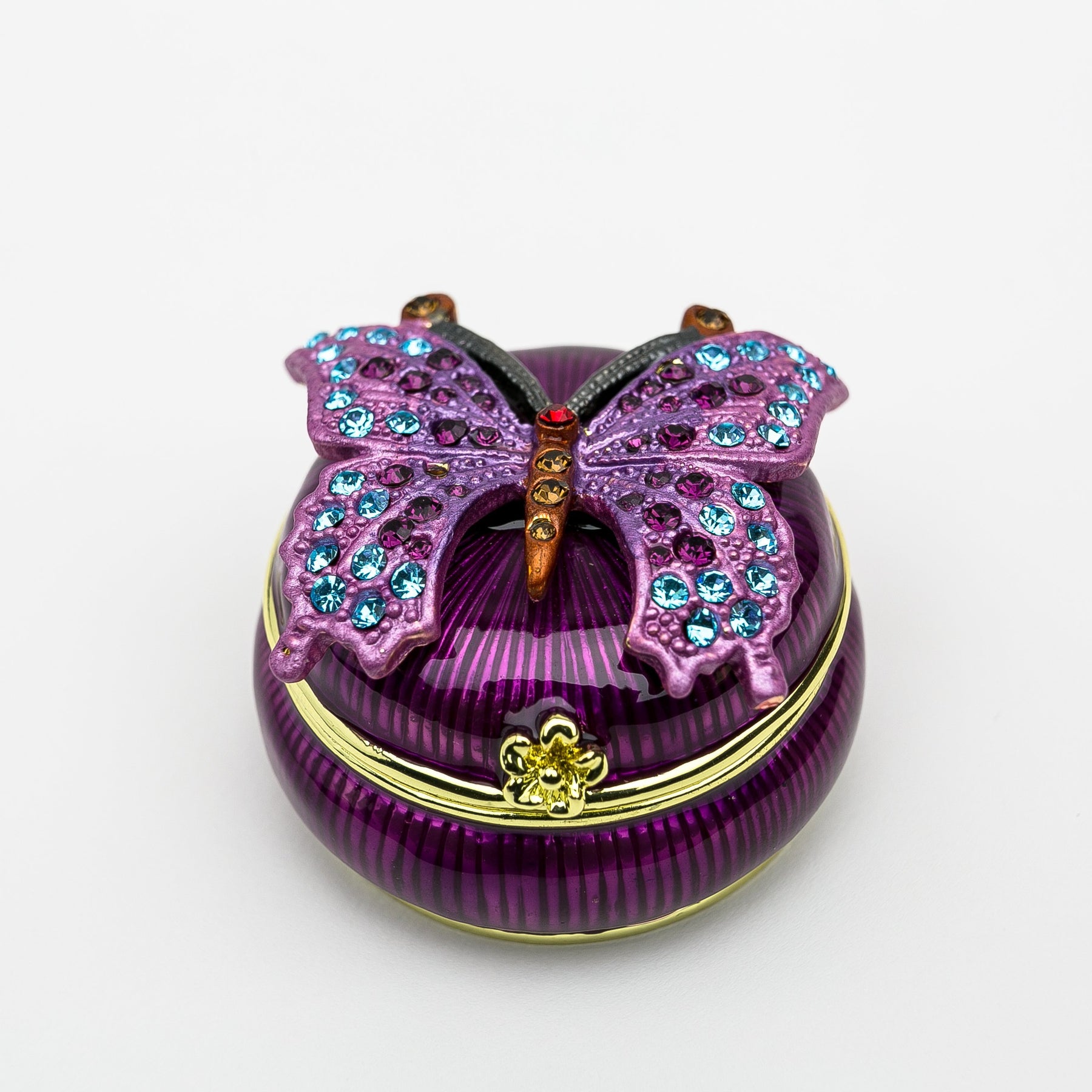 Keren Kopal Purple Decorated Trinket Box with Butterfly