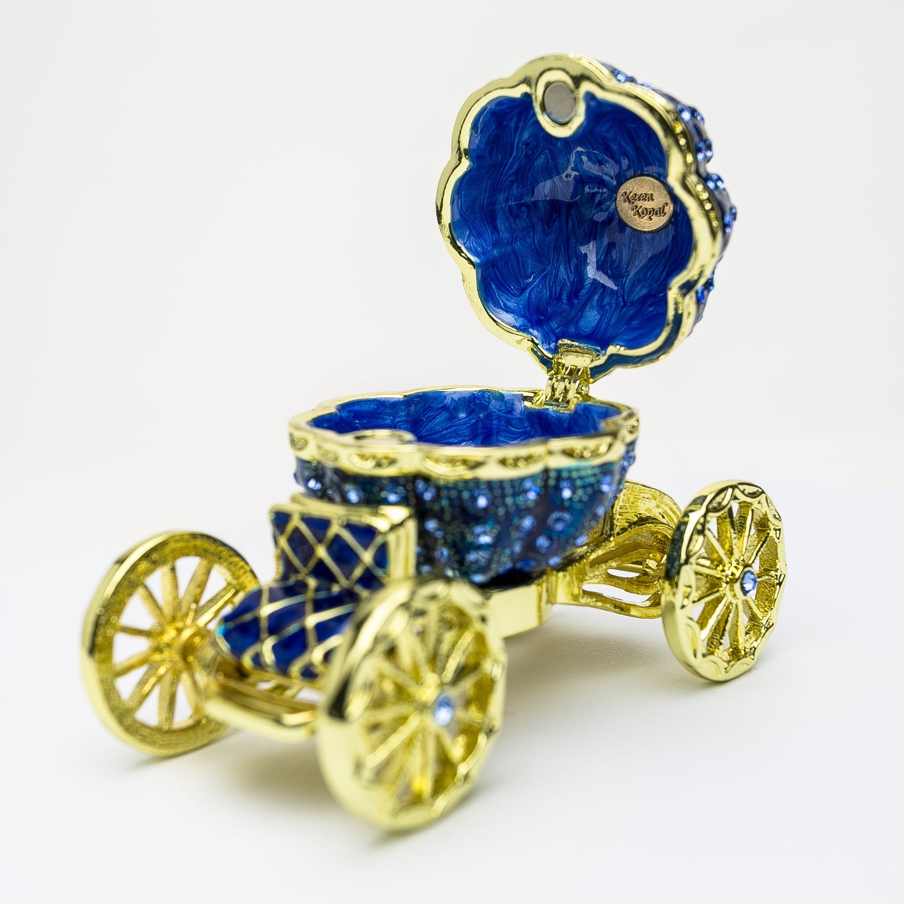 Keren Kopal Royal Blue Faberge Pumpkin on Carriage