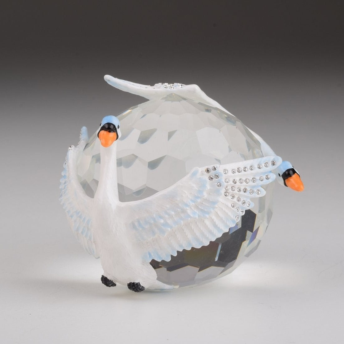 Keren Kopal Two White Swans on Crystal Ball