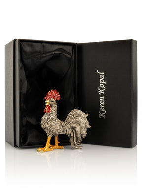 Keren Kopal Gray Rooster Jewelry Trinket Box