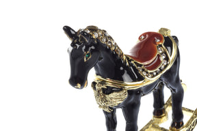 Keren Kopal Black & Gold Vintage Rocking Horse Trinket Box