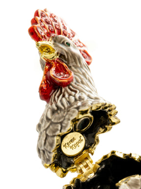Keren Kopal Gray Rooster Jewelry Trinket Box