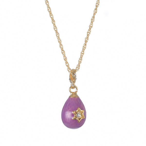 Purple Egg Star of David Pendant Gold Necklace