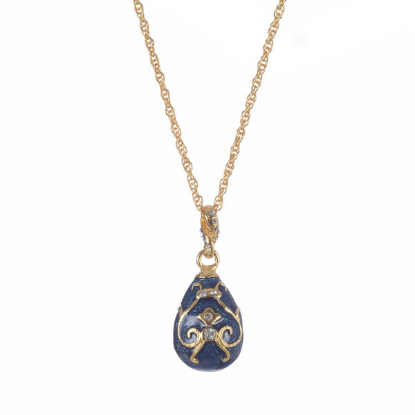 Blue & Gold Egg Pendant Necklace