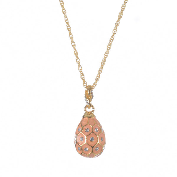 Pink & Gold Egg Pendant Gold Necklace