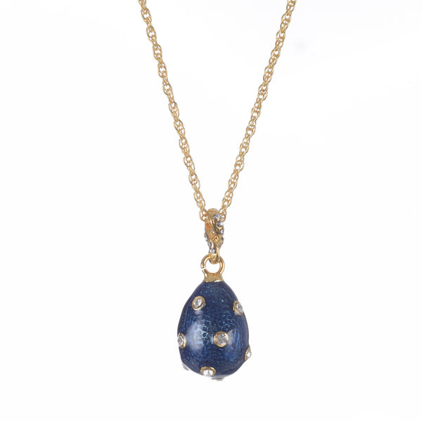 Gold & Blue Egg Pendant Necklace
