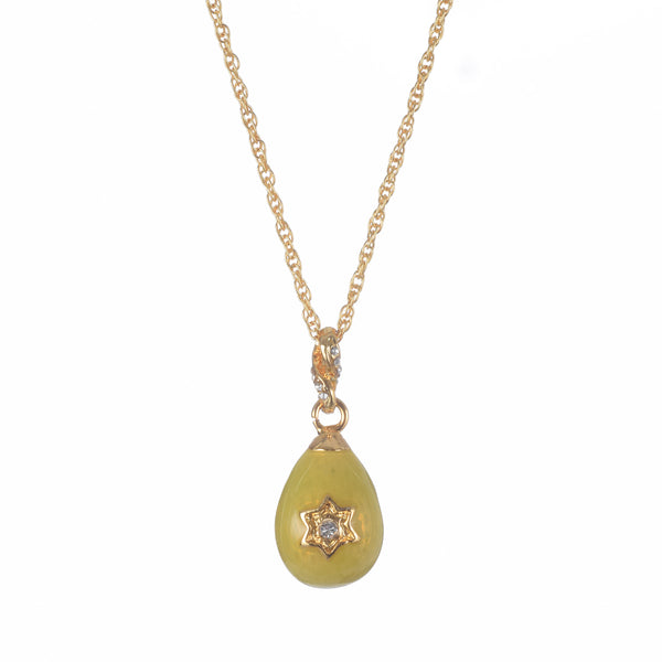 Yellow Egg Star of David Pendant Gold Necklace