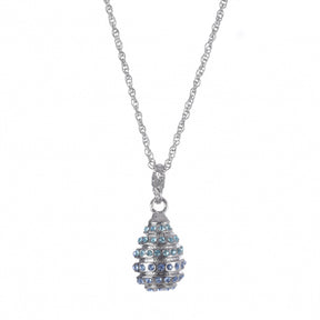 Keren Kopal Silver Egg with blue crystals Pendant Necklace