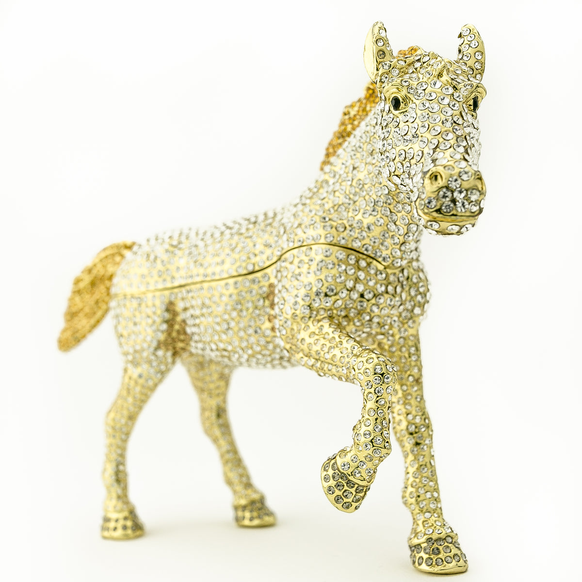 Keren Kopal Large Golden Horse Decorated with White Crystals