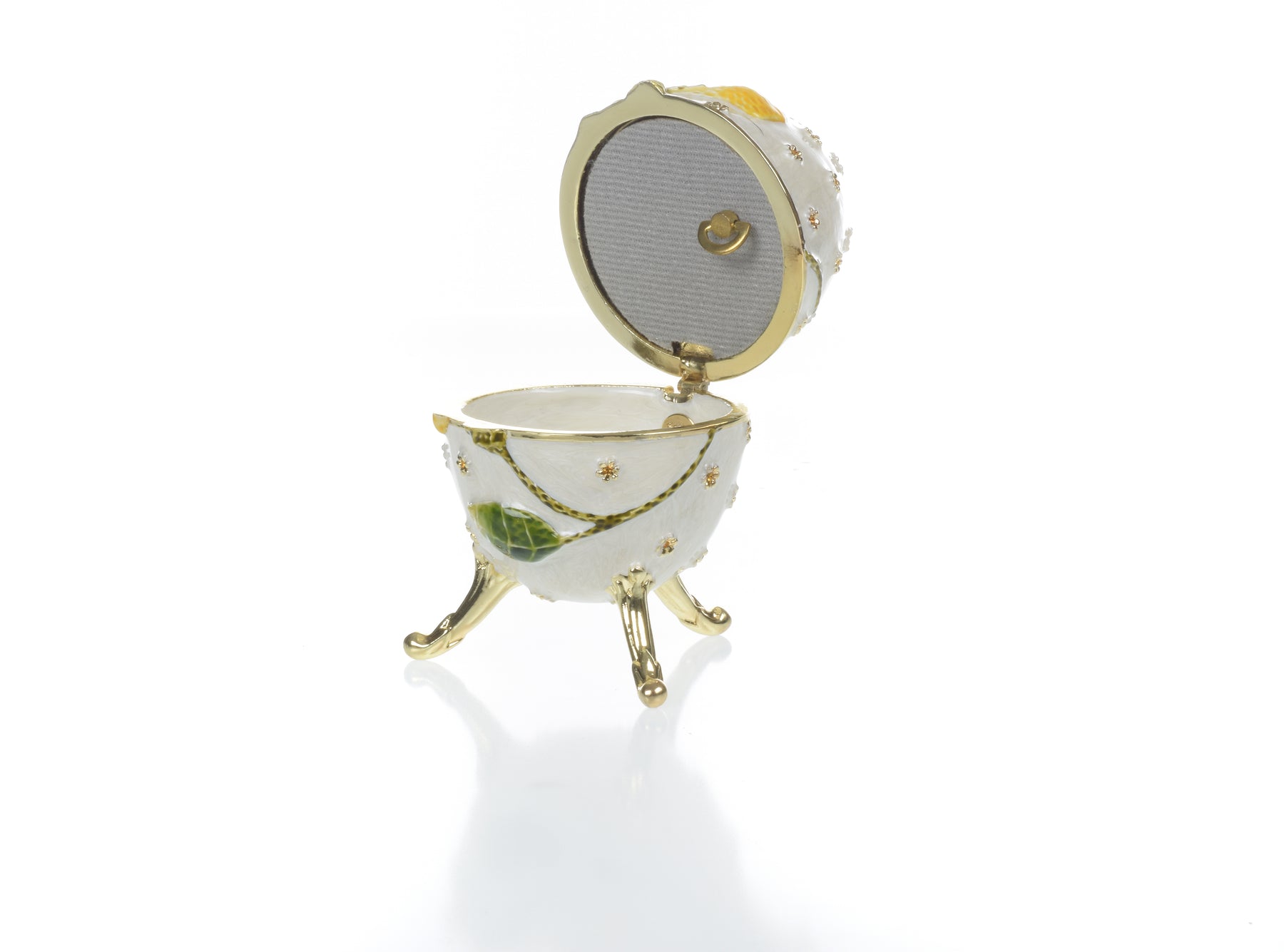 Keren Kopal White with Yellow flower Music box Fur Elise by Beethoven Faberge Egg