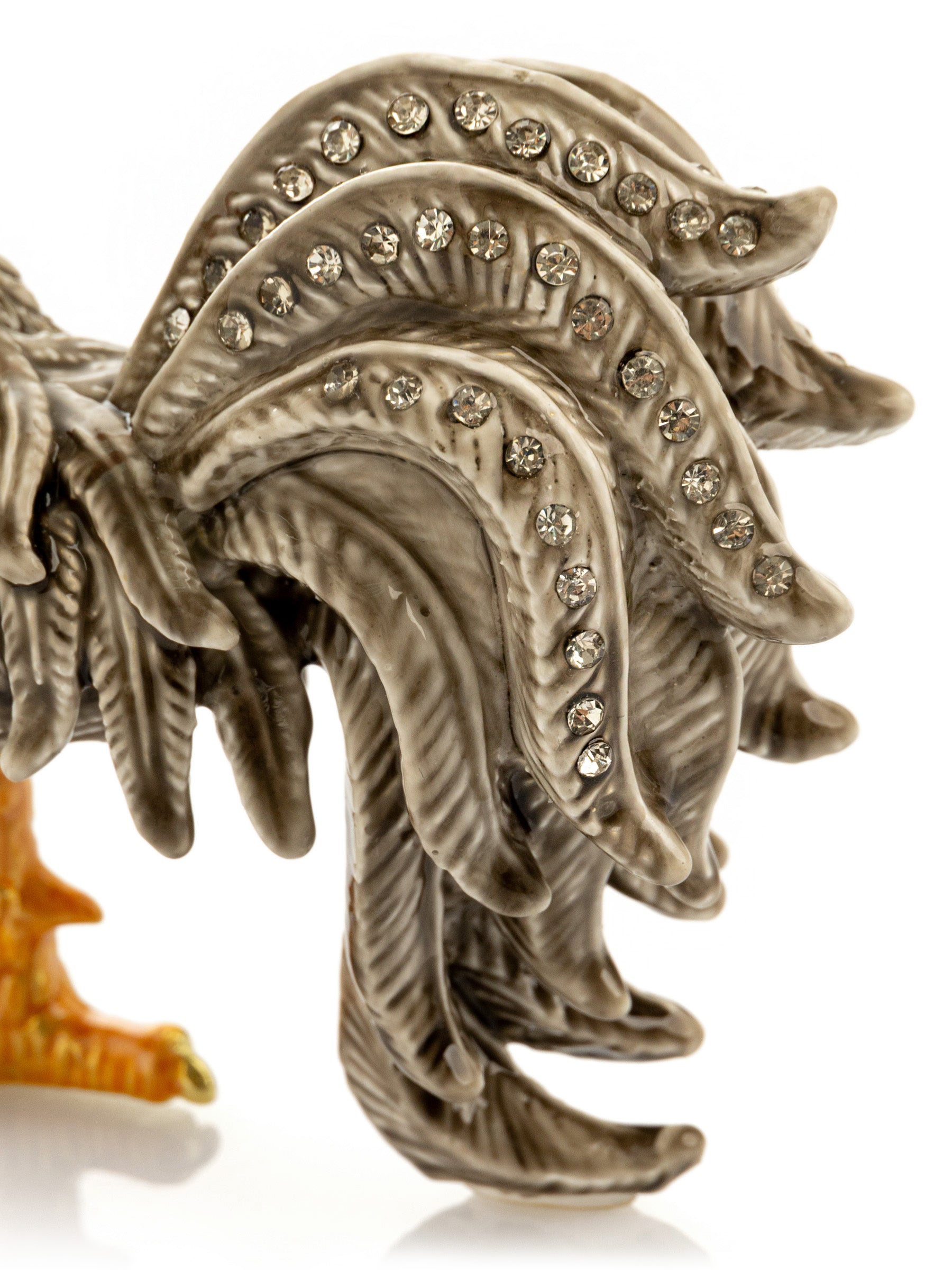 Keren Kopal Gray Rooster Jewelry Trinket Box