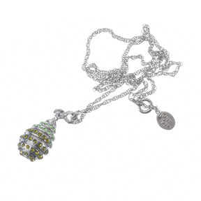 Keren Kopal Silver Egg with Green Crystals Pendant Necklace