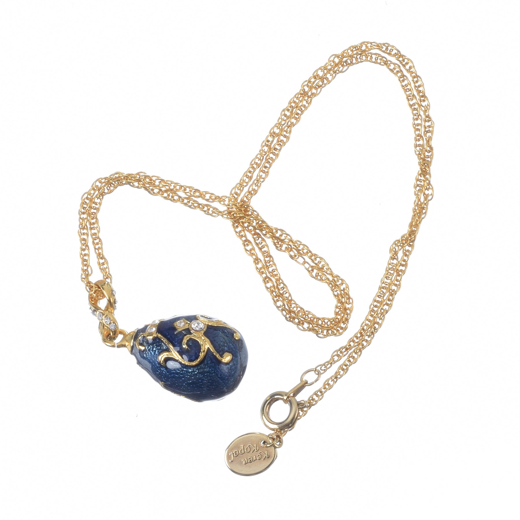 Keren Kopal Blue & Gold Egg Pendant Necklace