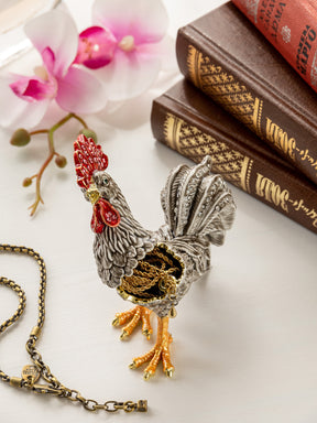 Keren Kopal Gray Rooster Jewelry Trinket Box