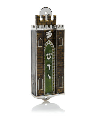 Keren Kopal Brown Holy Ark style Mezuzah