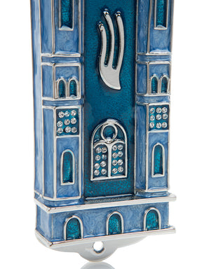 Keren Kopal Blue Holy Ark style Mezuzah