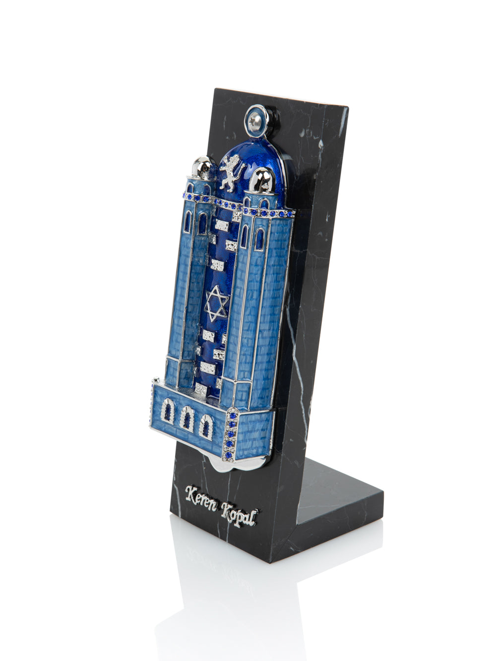 Keren Kopal Blue Western Wall style Mezuzah