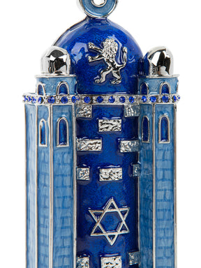Keren Kopal Blue Western Wall style Mezuzah