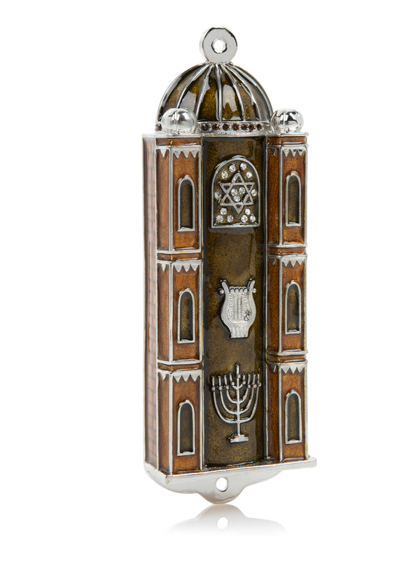 Brown Judaica style Mezuzah