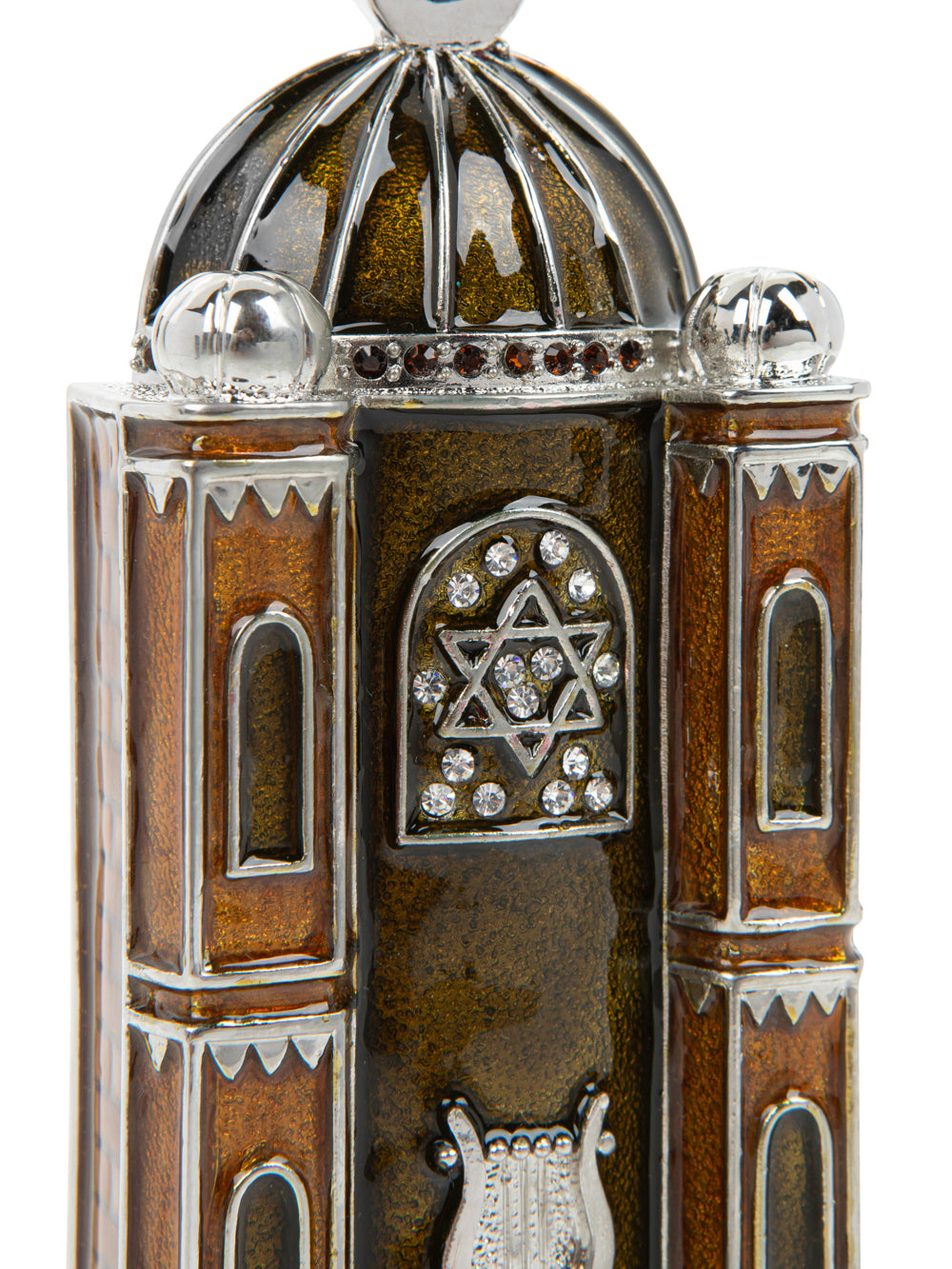 Keren Kopal Brown Judaica style Mezuzah