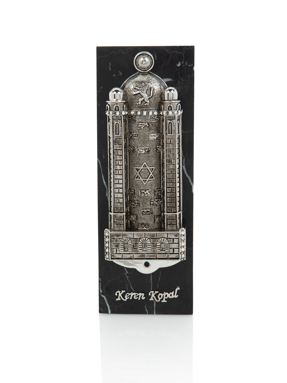 Keren Kopal Silver Western Wall style Mezuzah