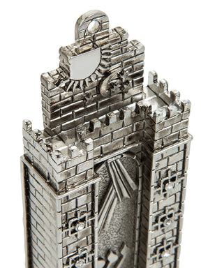 Keren Kopal Silver Western Wall style Decorated Mezuzah