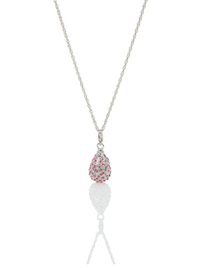 Keren Kopal Silver Egg with Pink Crystals Pendant Necklace