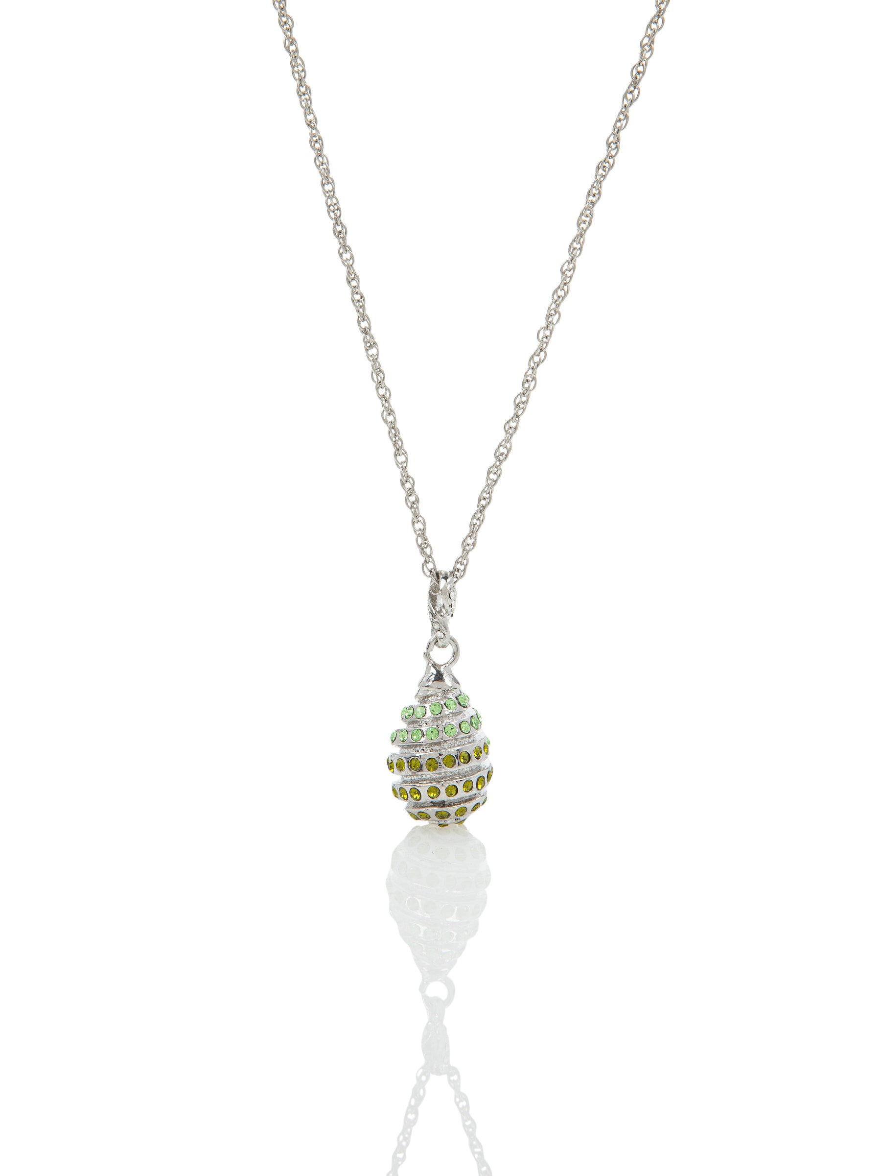 Keren Kopal Silver Egg with Green Crystals Pendant Necklace