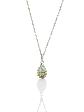Keren Kopal Silver Egg with Green Crystals Pendant Necklace