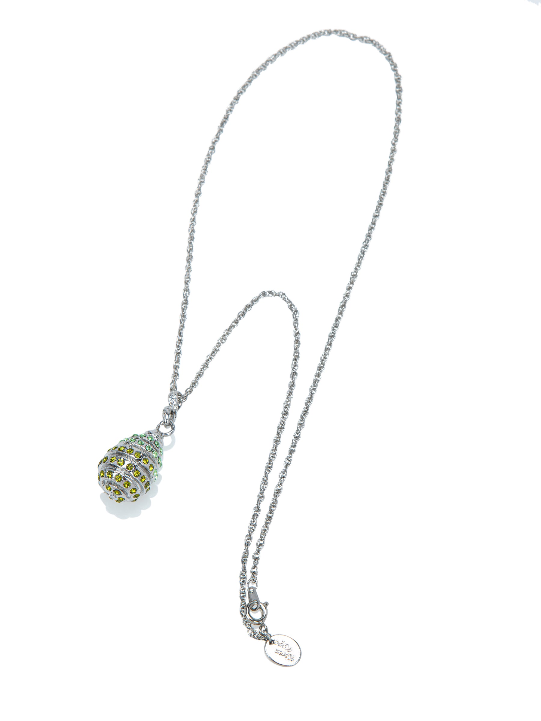 Keren Kopal Silver Egg with Green Crystals Pendant Necklace