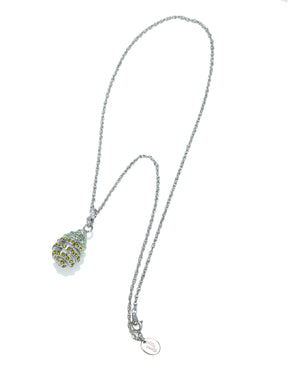 Keren Kopal Silver Egg with Green Crystals Pendant Necklace