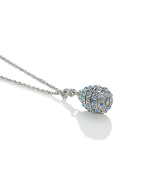 Keren Kopal Silver Egg with blue crystals Pendant Necklace