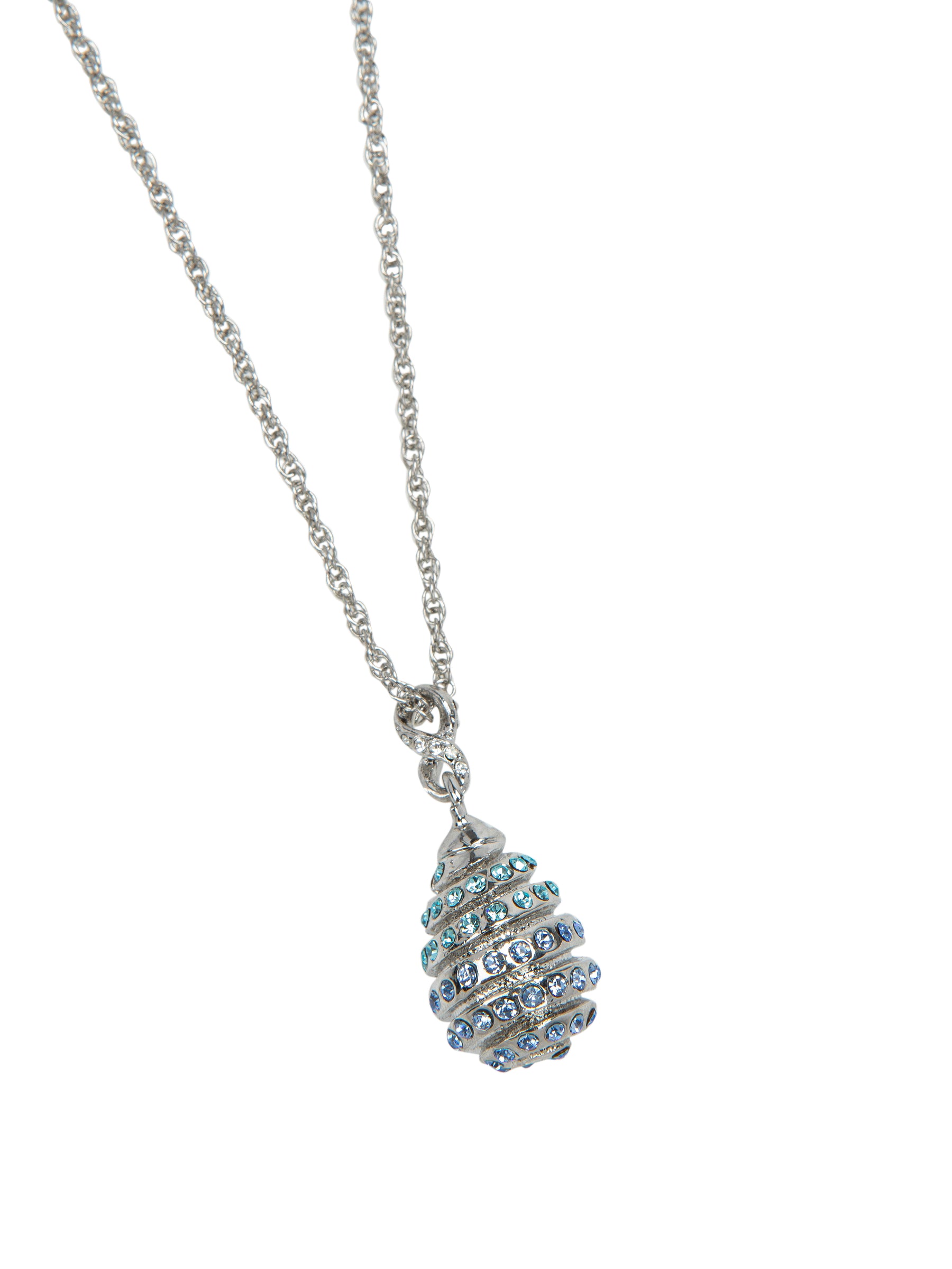 Keren Kopal Silver Egg with blue crystals Pendant Necklace