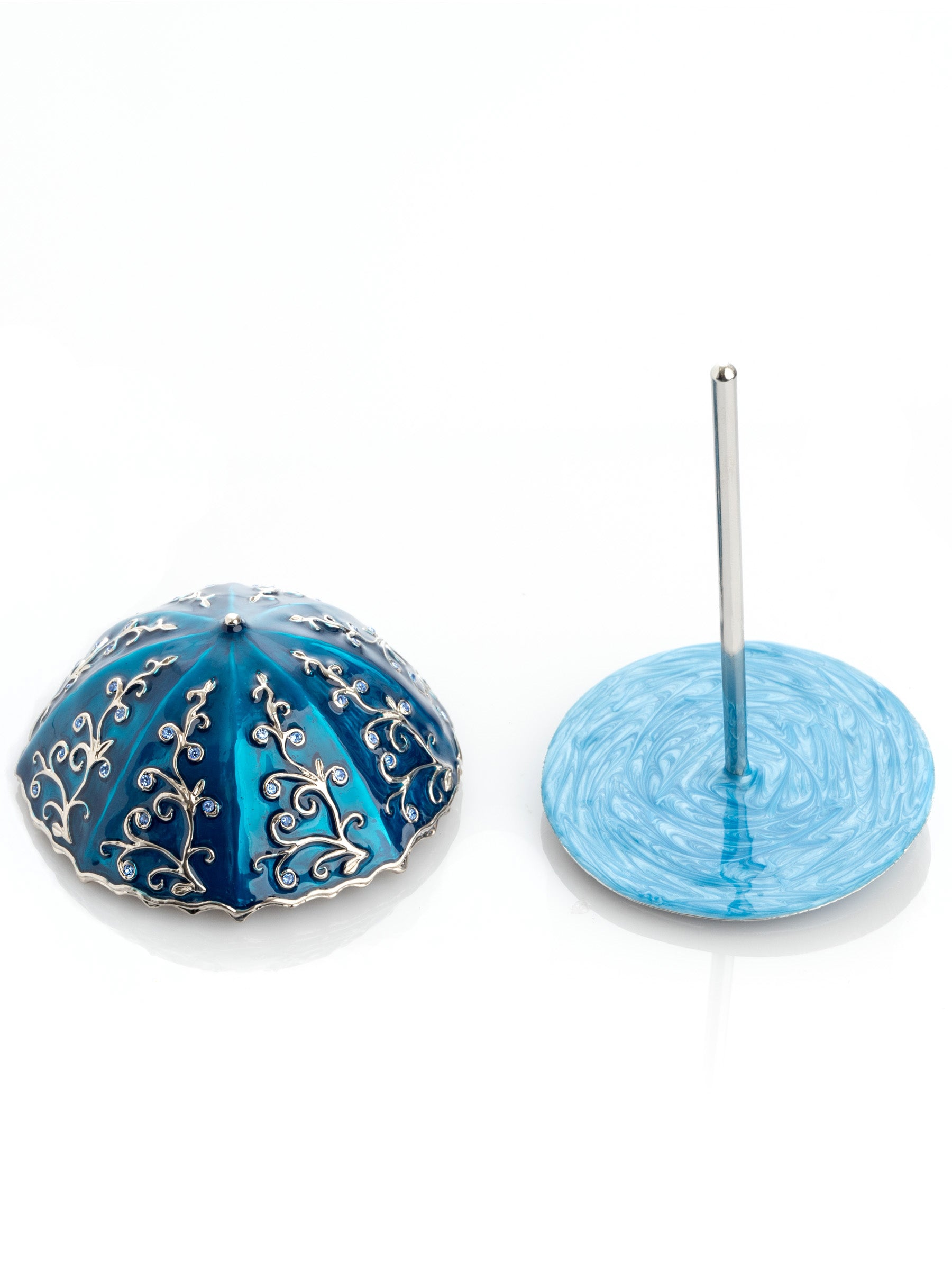 Keren Kopal Blue Umbrella Trinket Box Handmade with Swarovski Crystals