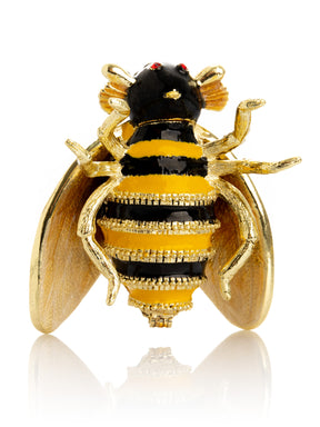 Keren Kopal Gold & Black Enamel Honey Bee Queen Trinket Box