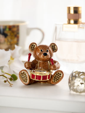Keren Kopal Brown Bear with Clock in a Drum