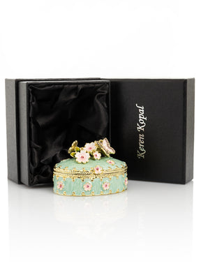 Keren Kopal Green Trinket Box with Flowers