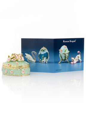 Keren Kopal Green Trinket Box with Flowers