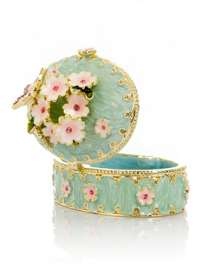 Keren Kopal Green Trinket Box with Flowers