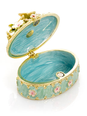 Keren Kopal Green Trinket Box with Flowers