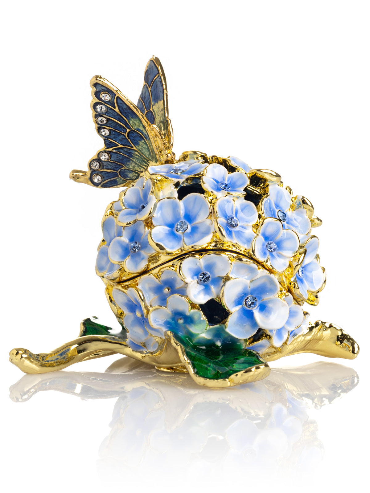 Butterfly on Blue Flower Trinket Box